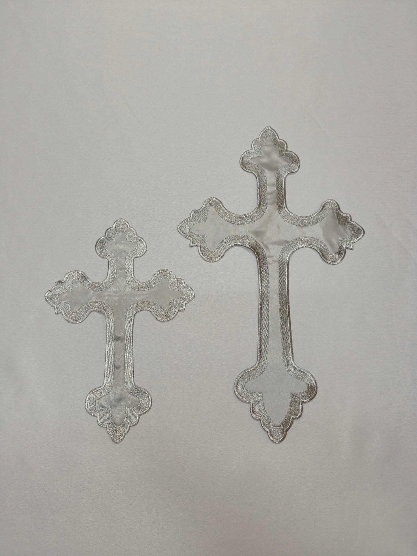 SATIN PULPIT & TABLE COVER SET (BLUE & SILVER CROSS)