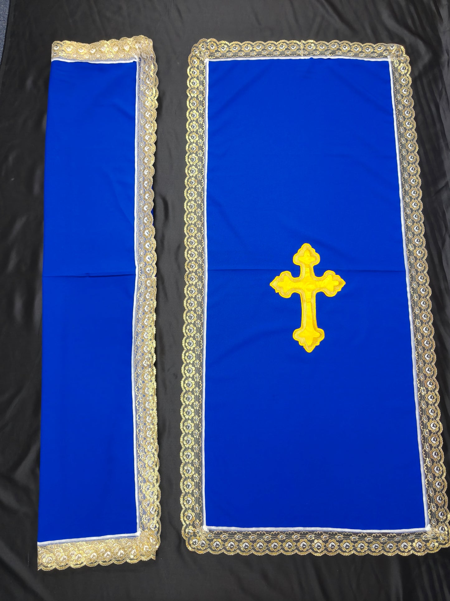 PULPIT & TABLE COVER SET (BULE & GOLD)