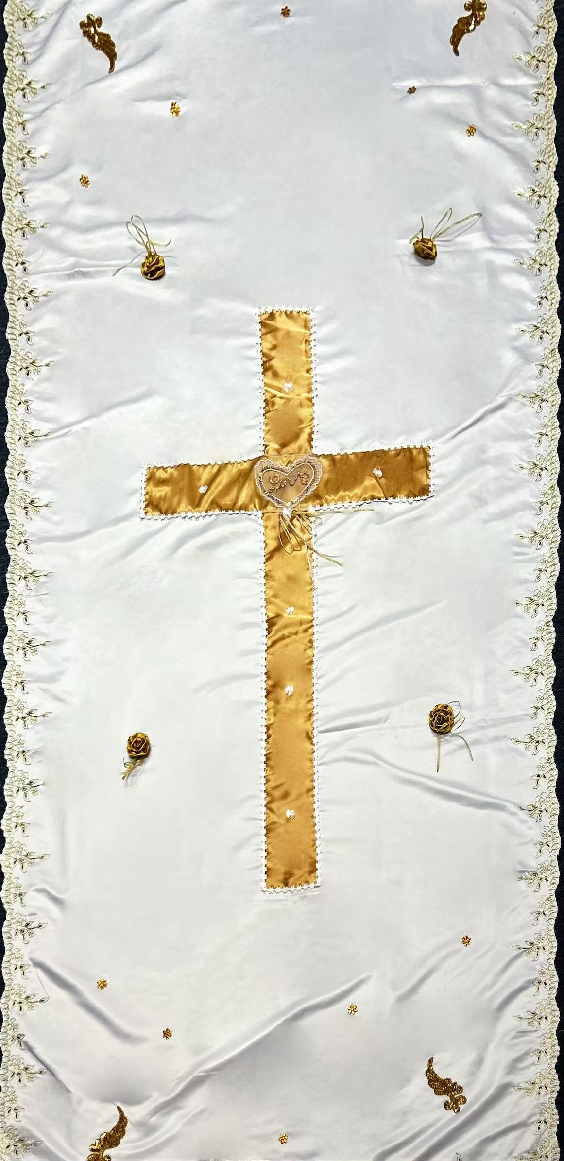 Gold cross coffin cover
