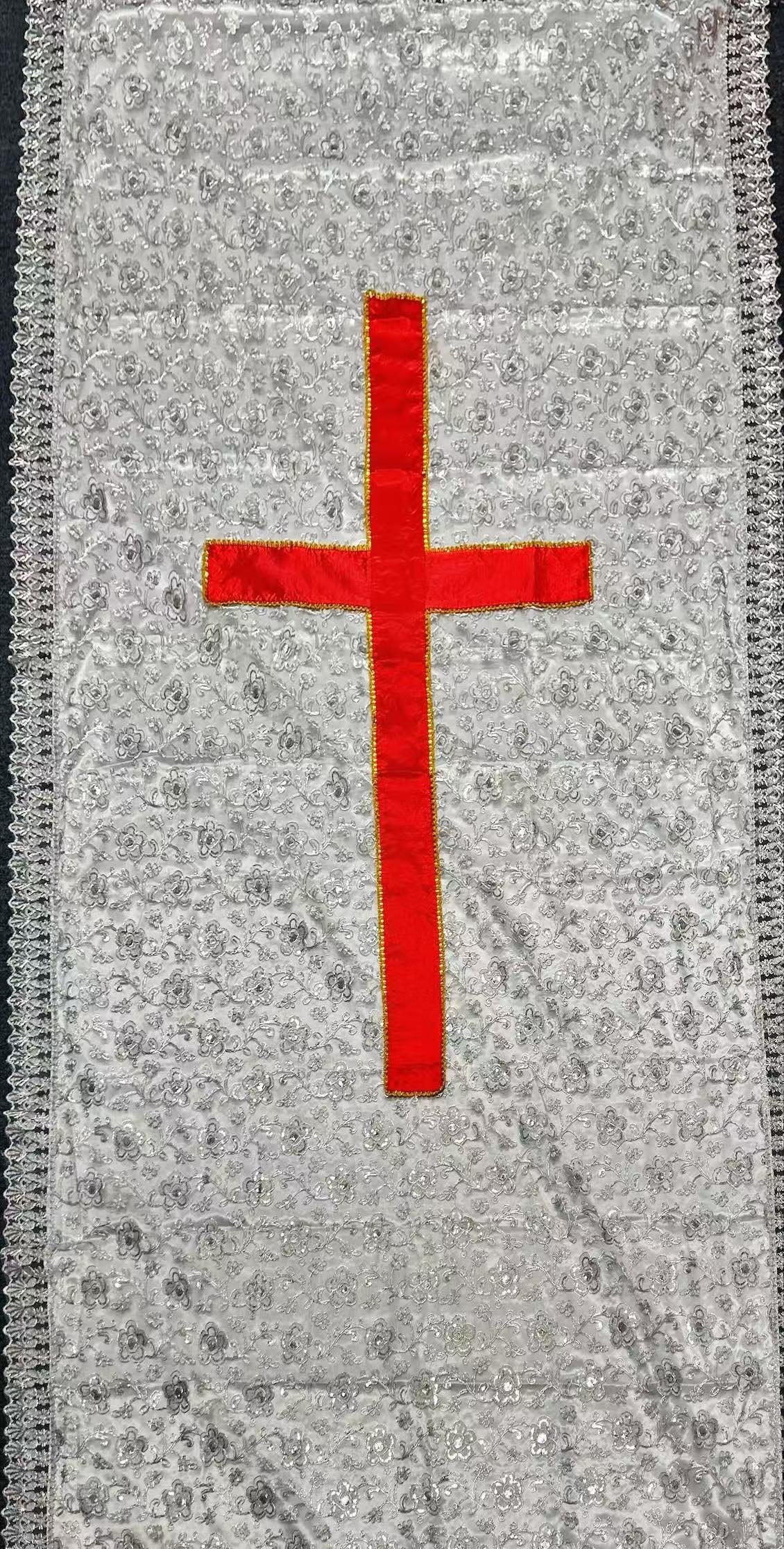 Colorful Cross with blingbling lace coffin cover