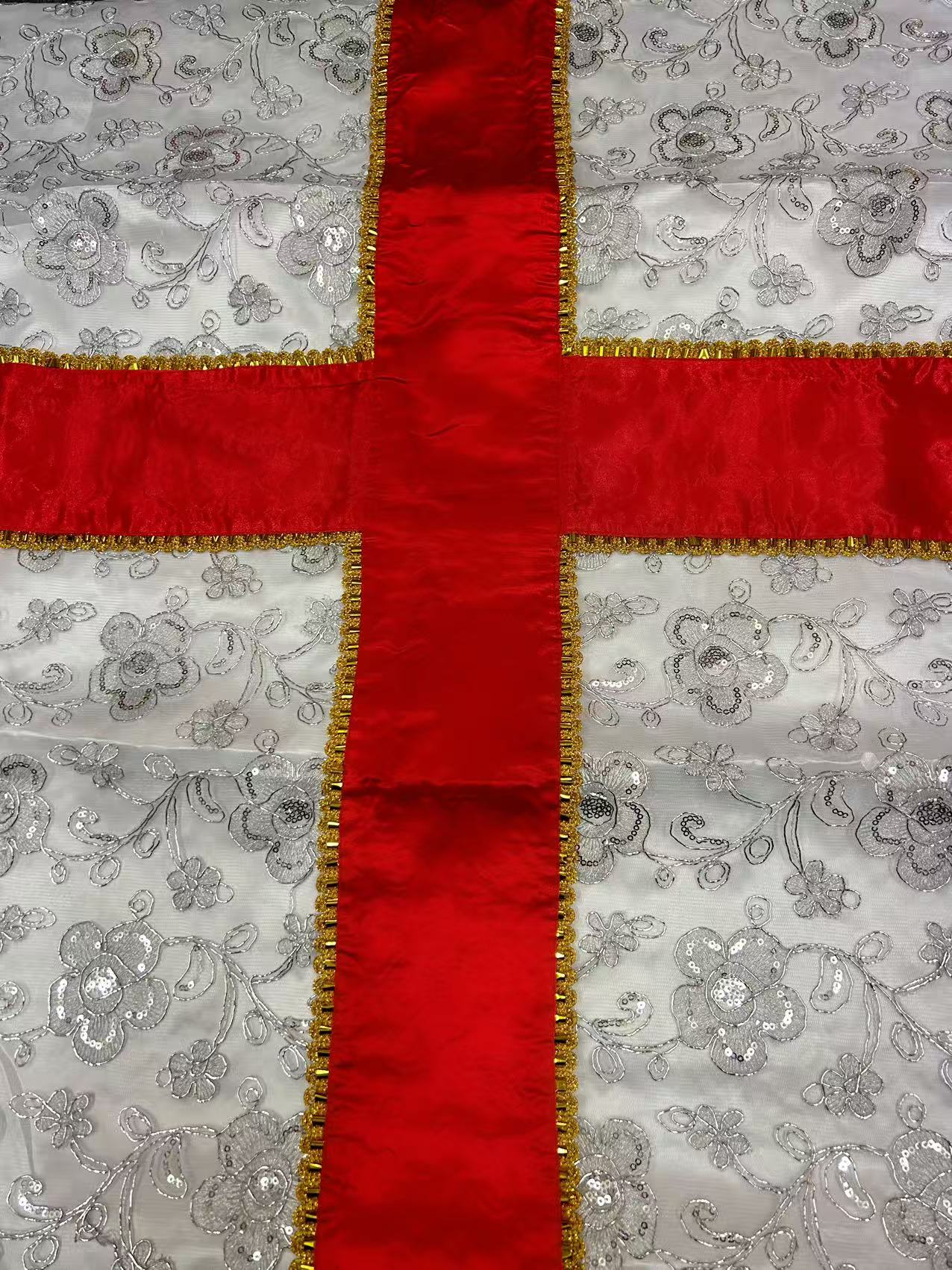 Colorful Cross with blingbling lace coffin cover