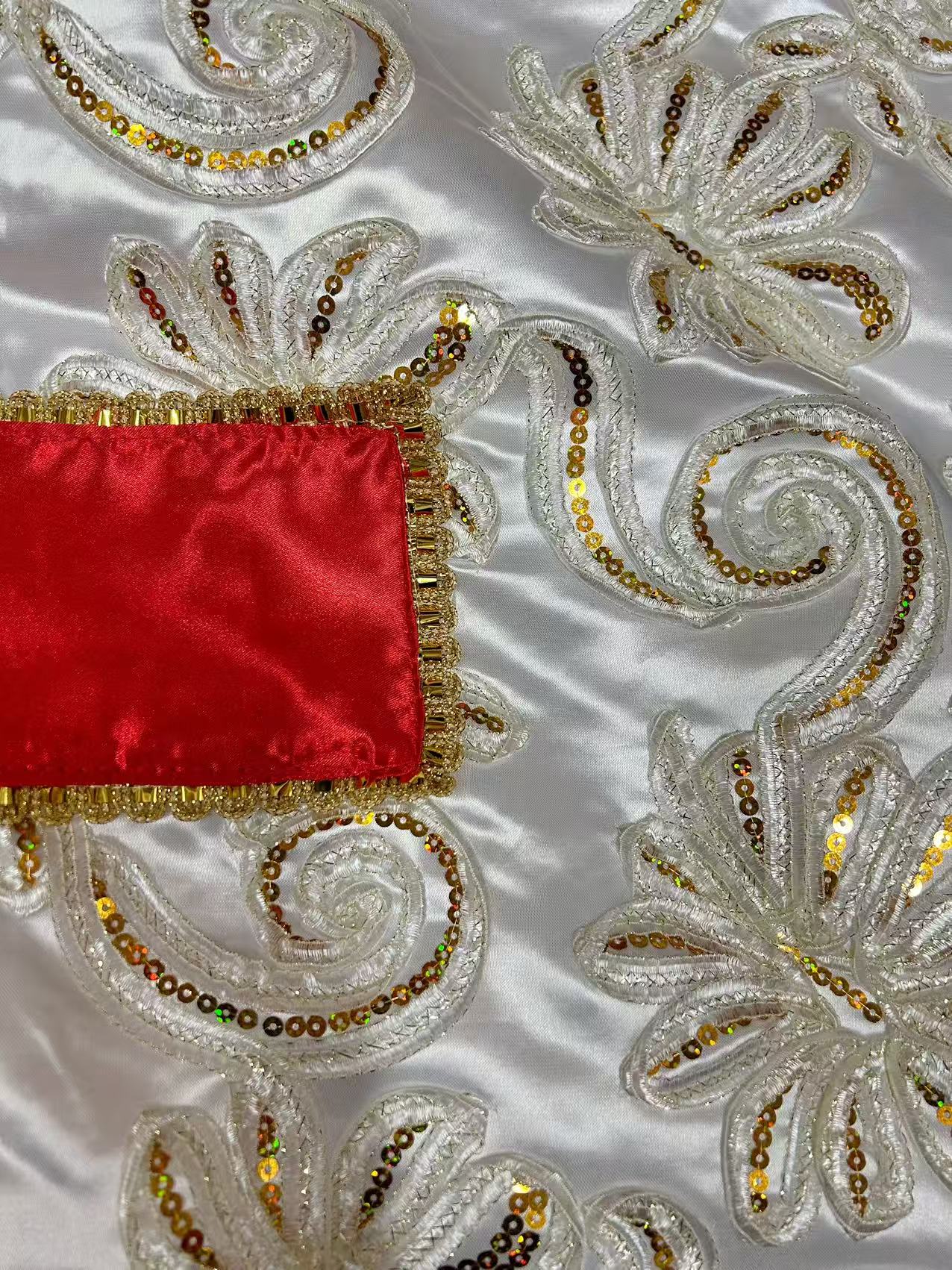 Colorful cross on GOLDEN Satin coffin cover