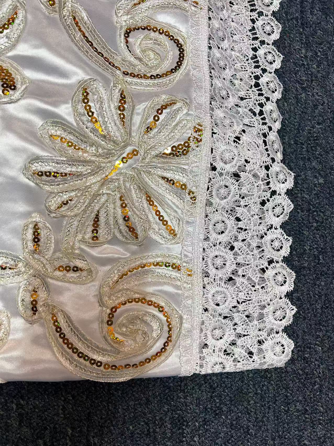 Colorful cross on GOLDEN Satin coffin cover